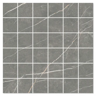 Marmor Mosaik Klinker Prestige Mörkgrå Polerad 30x30 (5x5) cm